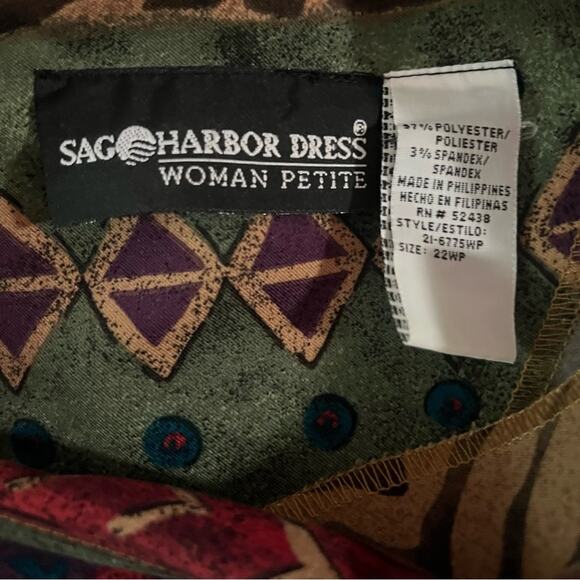 Vtg 90s Cheetah Safari Tribal Square Neck Eclectic Boho Dress 22WP Artsy Earthy - Picture 6 of 6